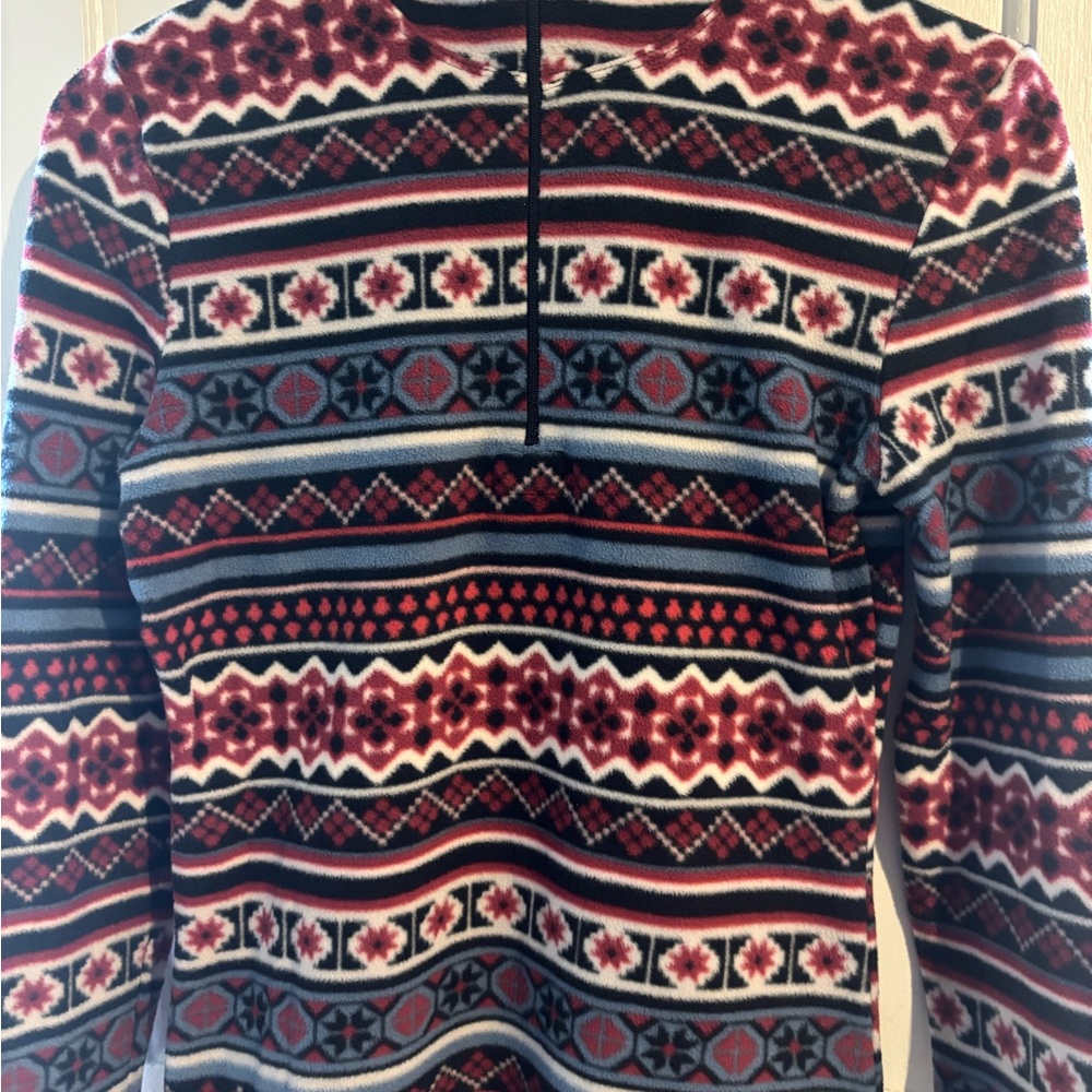 Cuddl Duds Women's Red and Black Patterned Hoodie